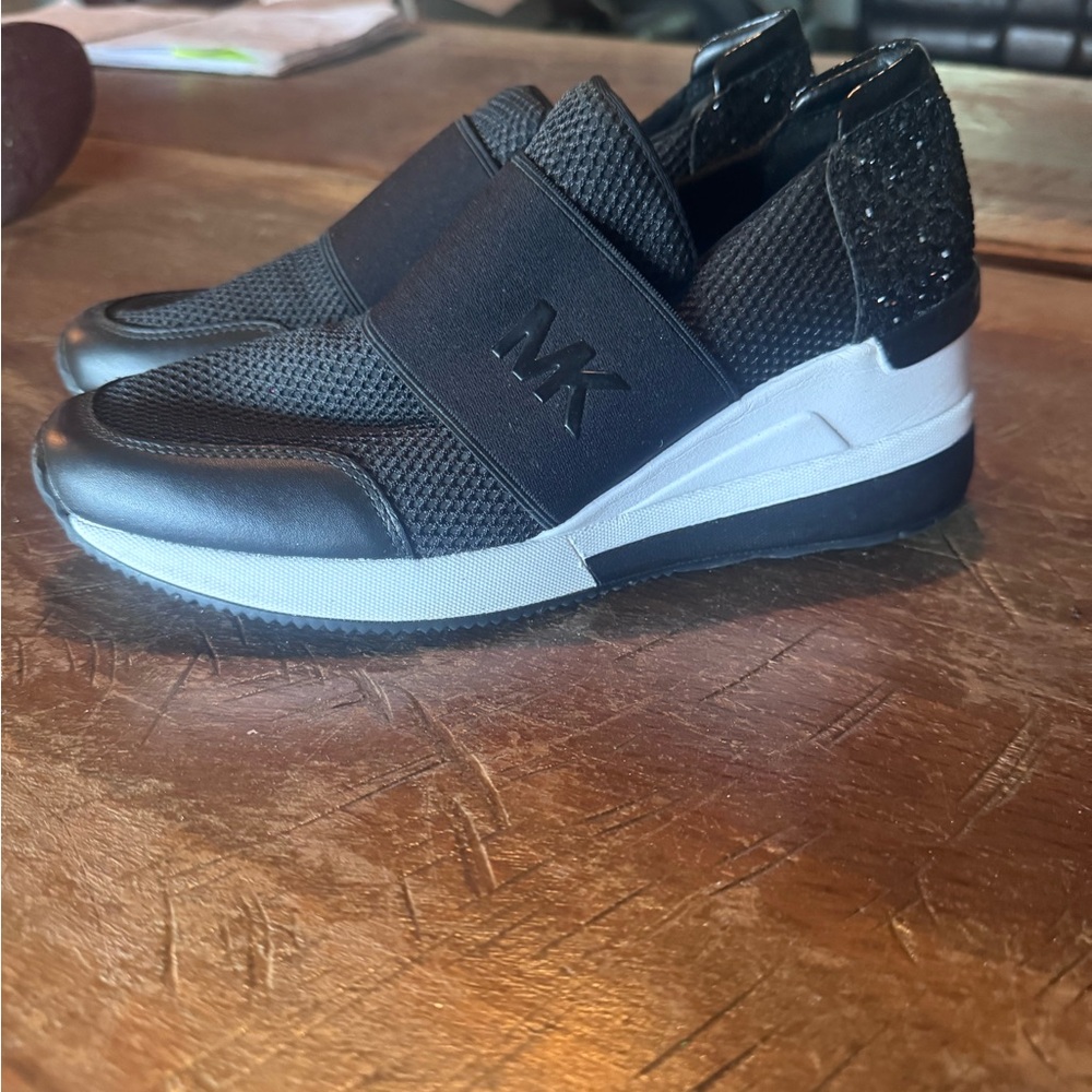 Michael Kors Women's Black MK Slip-On Sneakers
